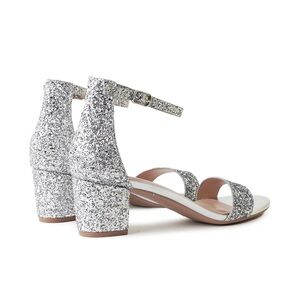 J. Adams Women’s Silver Glitter Block Heel Sandals (Daisy), Size 8.5